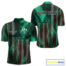 Load image into Gallery viewer, American Flag Eagle Dartboard Men's Darts Shirt Custom Name &amp; Team | Opt1 - Green NYN0659