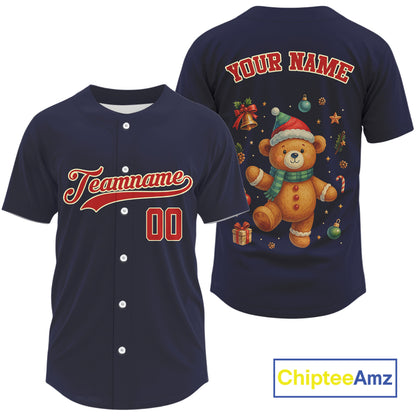Custom Blue And Red Beer Xmas Baseball Jersey For Men Funny Christmas Baseball Gifts NYN1288