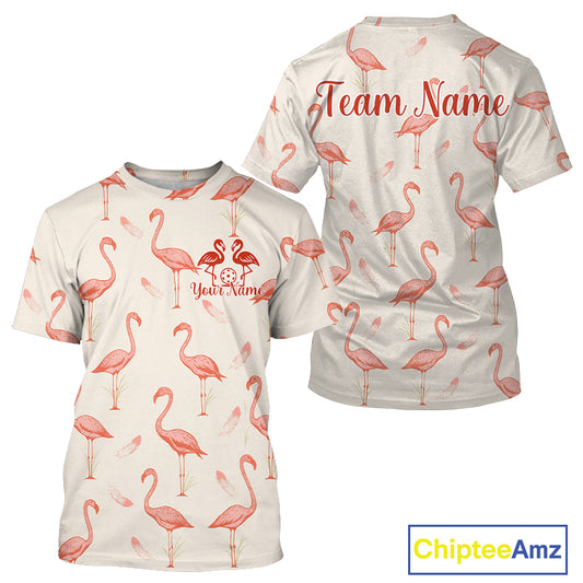 Custom Pink Flamingo Funny Pickleball T-Shirt For Men Outfits Couple Pickleball Jerseys NYN1291