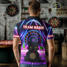 Load image into Gallery viewer, Dark Cat &amp; Neon Electric Men's Darts Shirt - Custom Name For Dart Players NYN0416