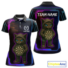 Load image into Gallery viewer, Lightning Cat Tech Neon Dartboard Women's Darts Shirt - Custom Name For Darts Jersey NYN0429
