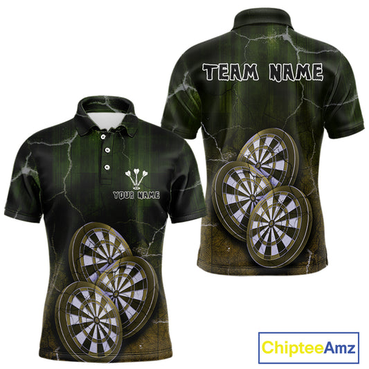 Triple Dartboards Custom Grunge Darts Team Shirt For Men | Opt2 - Yellow Green NYN0679