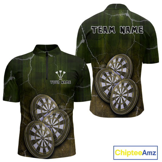 Triple Dartboards Custom Grunge Darts Team Shirt For Men | Opt2 - Yellow Green NYN0679