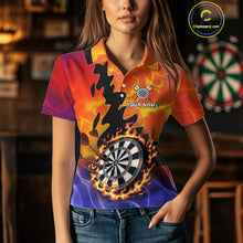 Load image into Gallery viewer, Flaming Dartboard Multi Color Darts Shirt For Women - Personalized Name For Players NYN0682