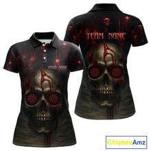 Load image into Gallery viewer, Custom Women's Darts Polo Shirts Red Dripping Blood Skull For Darts Jersey NYN0775