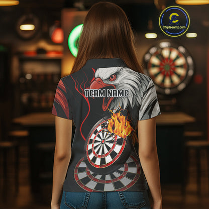 Eagle & Red Crack Darts Custom Funny Dart Polo Shirts For Women, Dart Team Jerseys NYN0798