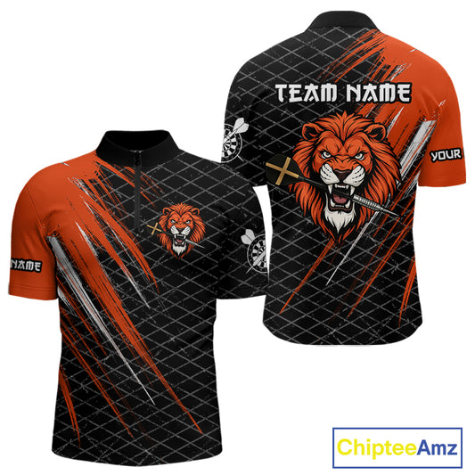 Lion Dart Arrows Grunge Style Custom Orange Dart Shirt For Men, Dart Team Jerseys NYN0101