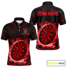 Load image into Gallery viewer, Lightning Smoke Red Dartboard Men's Darts Shirt - Custom Name For Darts Jersey NYN0471
