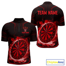 Load image into Gallery viewer, Lightning Smoke Red Dartboard Men's Darts Shirt - Custom Name For Darts Jersey NYN0471