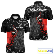 Load image into Gallery viewer, Bull &amp; Dartboard Custom Grunge Men's Darts Polo Shirt  - Red Darts Team Jersey NYN0716