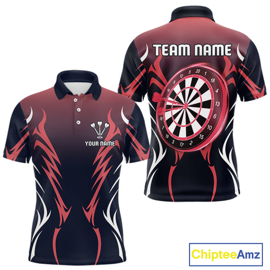 Men’s Custom Dart Shirt, Red-To-Black Color With Lightning Dartboard Dart Jersey NYN0247