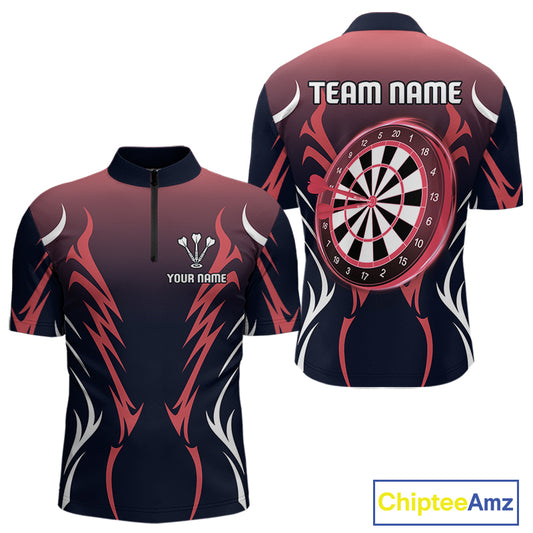 Men’s Custom Dart Shirt, Red-To-Black Color With Lightning Dartboard Dart Jersey NYN0247