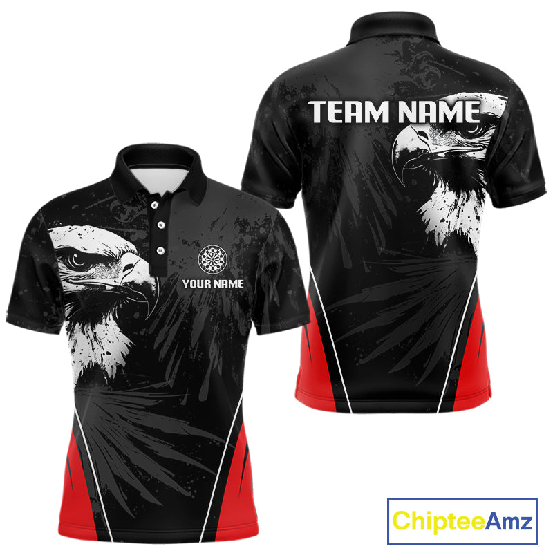 Custom Men's Darts Jersey Grunge Eagle And Dartboard Design For Darts Team NYN0272