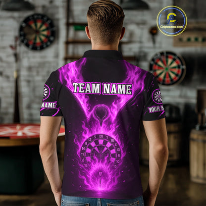 Custom Purple Flames Eagle Dartboard Dart Shirt For Men, Outfits Darts Team Jersey NYN1085