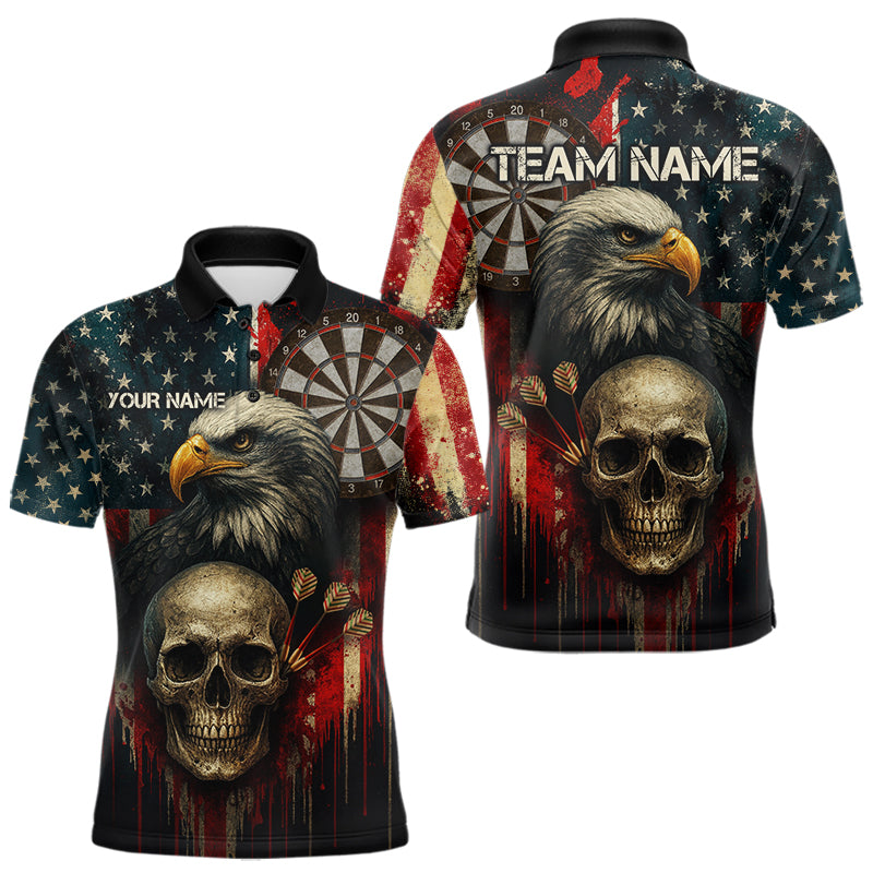 Personalized US Flag & Eagle Grunge Patriotic Darts Shirt For Men, Darts Team Shirt NYN1095