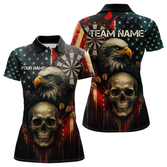 Personalized US Flag & Eagle Grunge Patriotic Darts Shirt For Women, Darts Team Shirt NYN1095