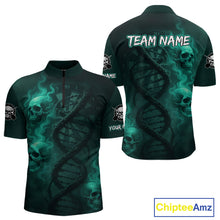 Load image into Gallery viewer, Darts - It's Is In My DNA Personalized Turquoise Dart Shirt For Men Skull Dartboard Dart Team Shirts NYN1124