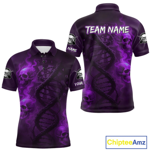 Darts - It's Is In My DNA Personalized Purple Dart Shirt For Men Skull Dartboard Dart Team Shirts NYN1126