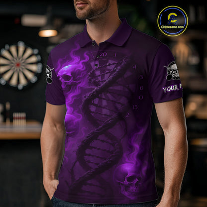 Darts - It's Is In My DNA Personalized Purple Dart Shirt For Men Skull Dartboard Dart Team Shirts NYN1126
