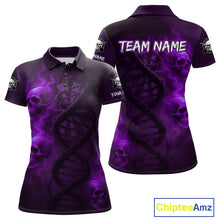 Load image into Gallery viewer, Darts - It's Is In My DNA Personalized Purple Dart Shirt For Women Skull Dartboard Dart Team Shirts NYN1126