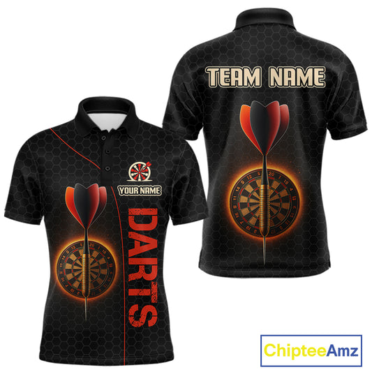 Red Flaming Dartboard & Dart Arrow Darts Shirt For Men - Custom Team Jersey NYN0584