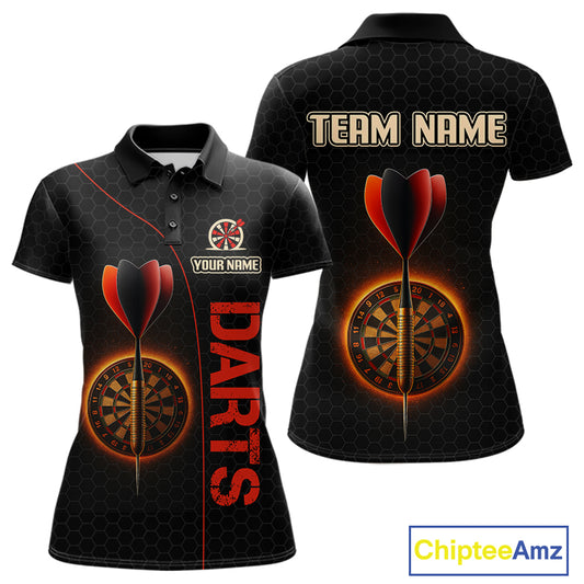 Red Flaming Dartboard & Dart Arrow Darts Shirt For Women - Custom Team Jersey NYN0584