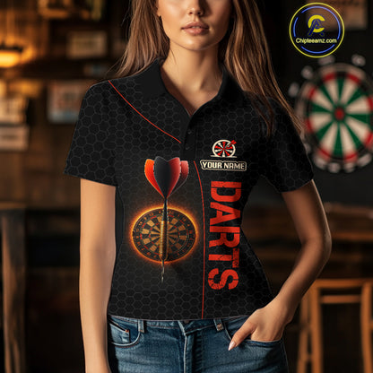 Red Flaming Dartboard & Dart Arrow Darts Shirt For Women - Custom Team Jersey NYN0584