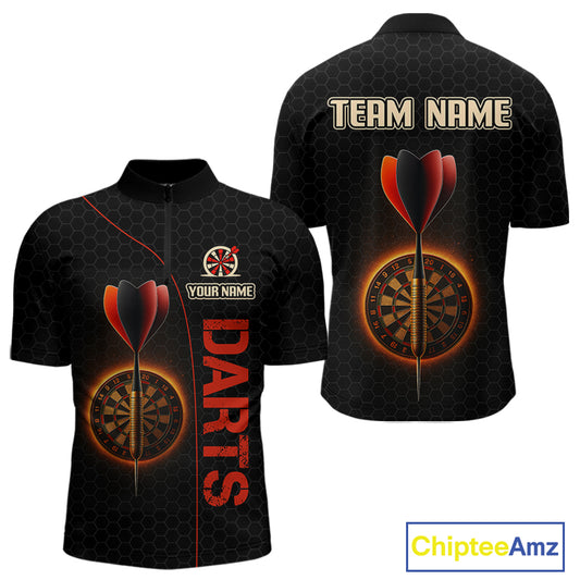 Red Flaming Dartboard & Dart Arrow Darts Shirt For Men - Custom Team Jersey NYN0584