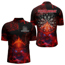 Load image into Gallery viewer, US Flag &amp; Skull Custom Patriotic Red Dart 1/4-Zip Shirts For Men, Dart Team Jerseys NYN0785