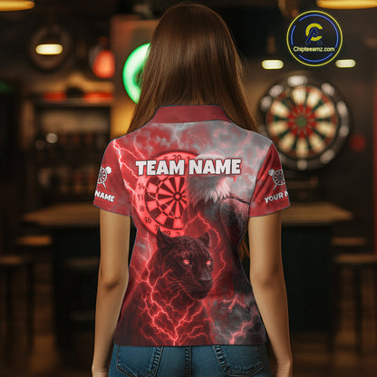 Custom Darts Shirt For Women Lightning Eagle Panther Dartboard Dart Team Jerseys | Red NYN1151