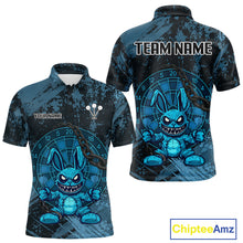 Load image into Gallery viewer, Crazy Rabbit Dartboard Arrows Grunge Darts Shirt For Men - Custom Name &amp; Team | Opt1 - Blue NYN0628