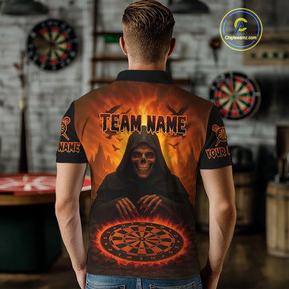 Custom Dart Jerseys For Men Skull Flame Dartboard, Outfits Dart Team Shirts NYN1228
