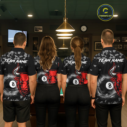 Grey Smokes Ball 8 Pool Billiard Shirts For Women Custom Funny Bull Billiard Team Jerseys NYN2297