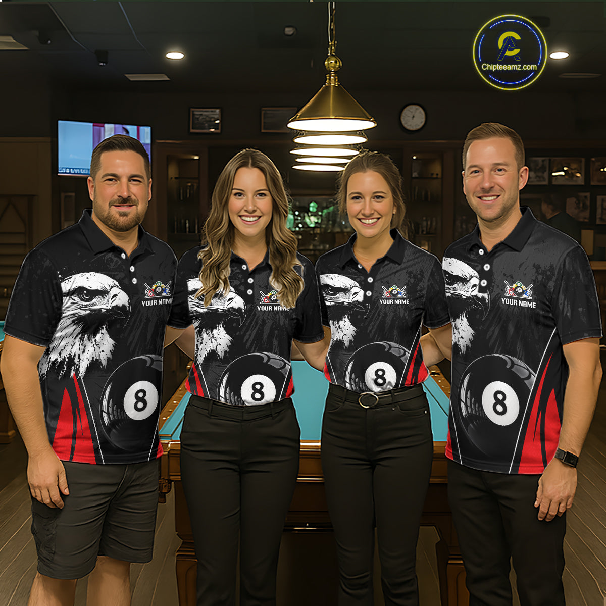 Grey Grunge Eagle Billiard Shirts For Women  Custom Pool 8 Ball Billiard Team Jerseys NYN2299