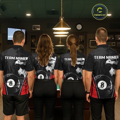 Grey Grunge Eagle Billiard Shirts For Women  Custom Pool 8 Ball Billiard Team Jerseys NYN2299