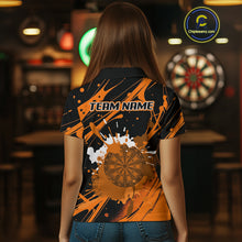 Load image into Gallery viewer, Splashed Color Dartboard Grunge Women's Darts Shirt Custom Name &amp; Team | Opt1 - Orange NYN0648