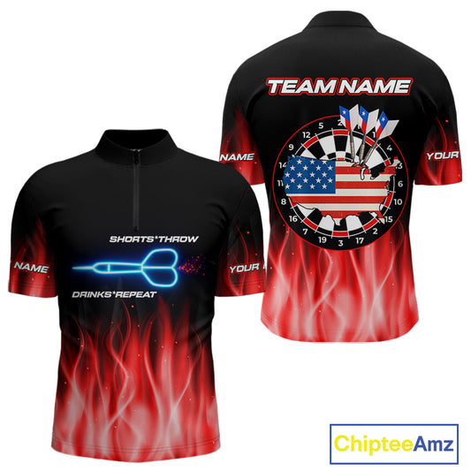 US Flag Dartboard & Dart Arrows Custom Flaming Darts Shirt For Men | Opt2 - Red NYN0677