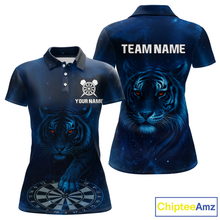 Load image into Gallery viewer, Azure Galaxy Tiger Dartboard Men's Darts Team Shirt - Custom Name For Darts Jersey NYN0466