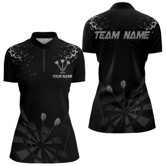 Personalized Dart Shirt For Women With Black Dartboard And Silver Darts Arrows NYN0281