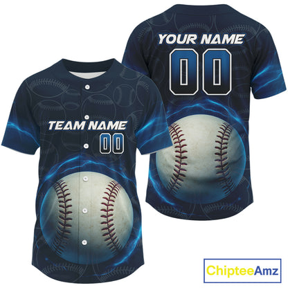 Custom Blue - Black Lightning Men Baseball Ball Jersey, Outfits Baseball Jersey For Newborns NYN1076