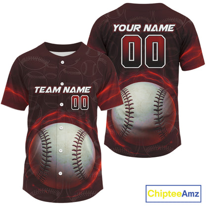Custom Red - Black Lightning Men Baseball Ball Jersey, Outfits Baseball Jersey For Newborns NYN1077