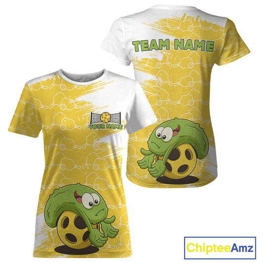Pickle Plays Pickleball Custom Pickleball T-Shirt For Women, Pickleball Gift | Yellow NYN1104
