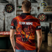 Load image into Gallery viewer, Orange Waving Lines Flame Dart Arrow Men's Darts Shirt - Custom Name &amp; Team Jersey NYN0588