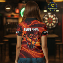 Load image into Gallery viewer, Orange Waving Lines Flame Dart Arrow Women's Darts Shirt - Custom Name &amp; Team Jersey NYN0588