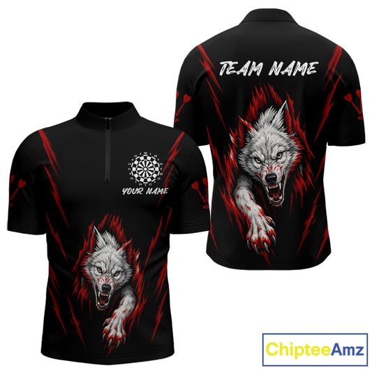 Custom Men's Dart Team Shirt -  Pearl Wolf Clawing - Personalized Team Name & Player NYN0335