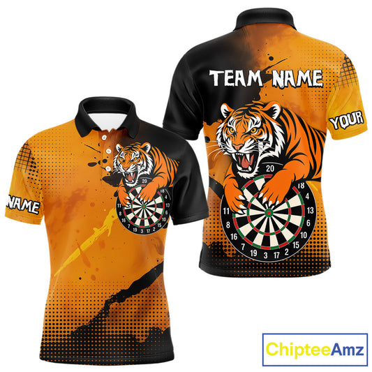 Roaring Tiger Dartboard Shirt - Rust & Black Darts Jersey With Custom Name For Men NYN0336