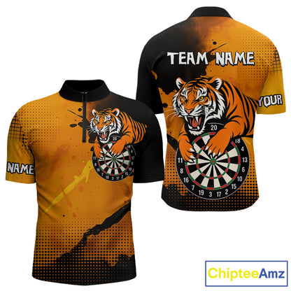 Roaring Tiger Dartboard Shirt - Rust & Black Darts Jersey With Custom Name For Men NYN0336