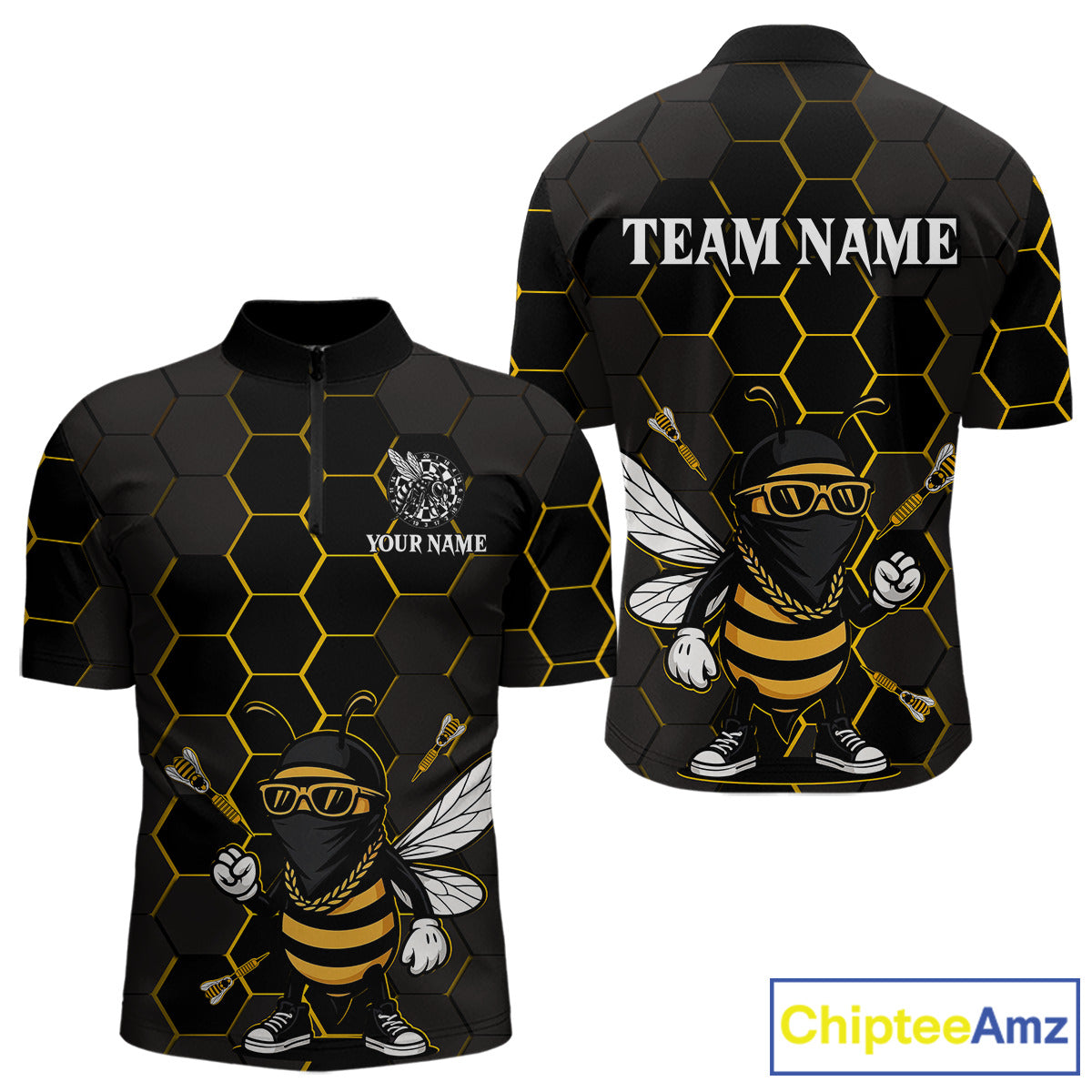 Bee Human And Dart Arrows Funny Darts Shirt For Men - Custom Name & Team Jersey NYN0669