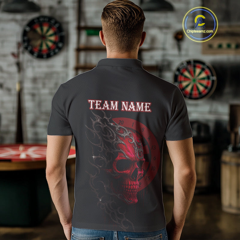 Custom Red Skull Dartboard Polo Dart Shirt Personalized Outfits Dart Jersey For Men NYN1317