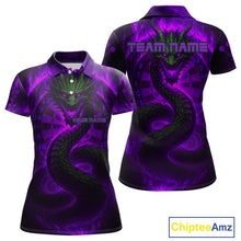 Load image into Gallery viewer, Personalized Purple Flames Dragon Dartboard Darts Polo Jerseys For Women, Dart Team Jerseys NYN0964